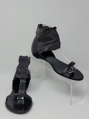 DELMAN Women's Black Sandals Leather Zipper Size 8 Pre-owned